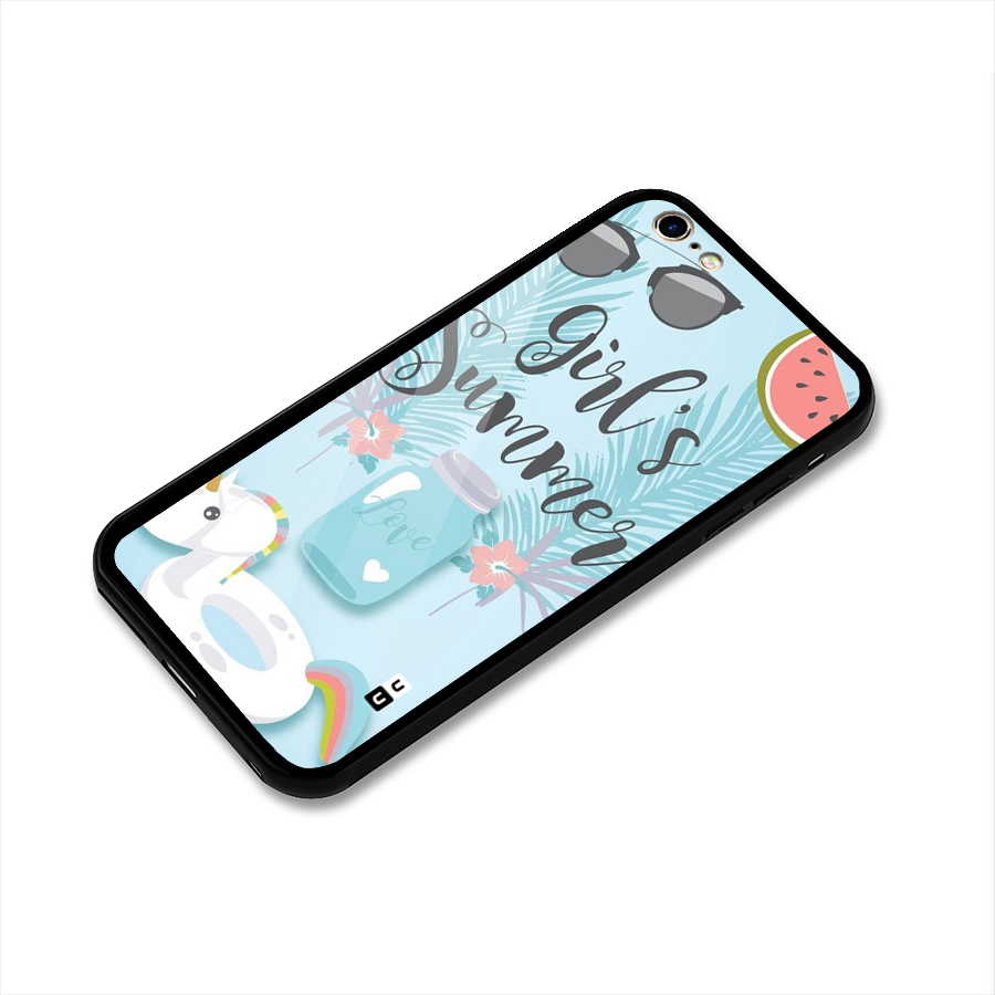 Girls Summer Glass Back Case for iPhone 6 Plus 6S Plus