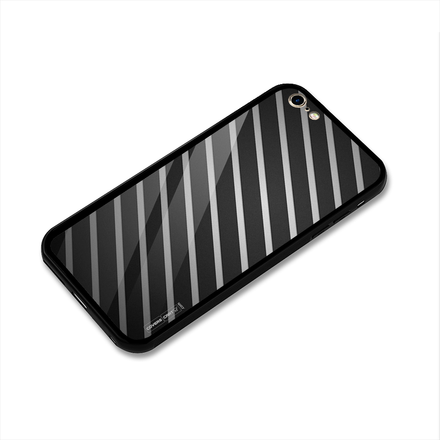 Grey And Black Stripes Glass Back Case for iPhone 6 Plus 6S Plus