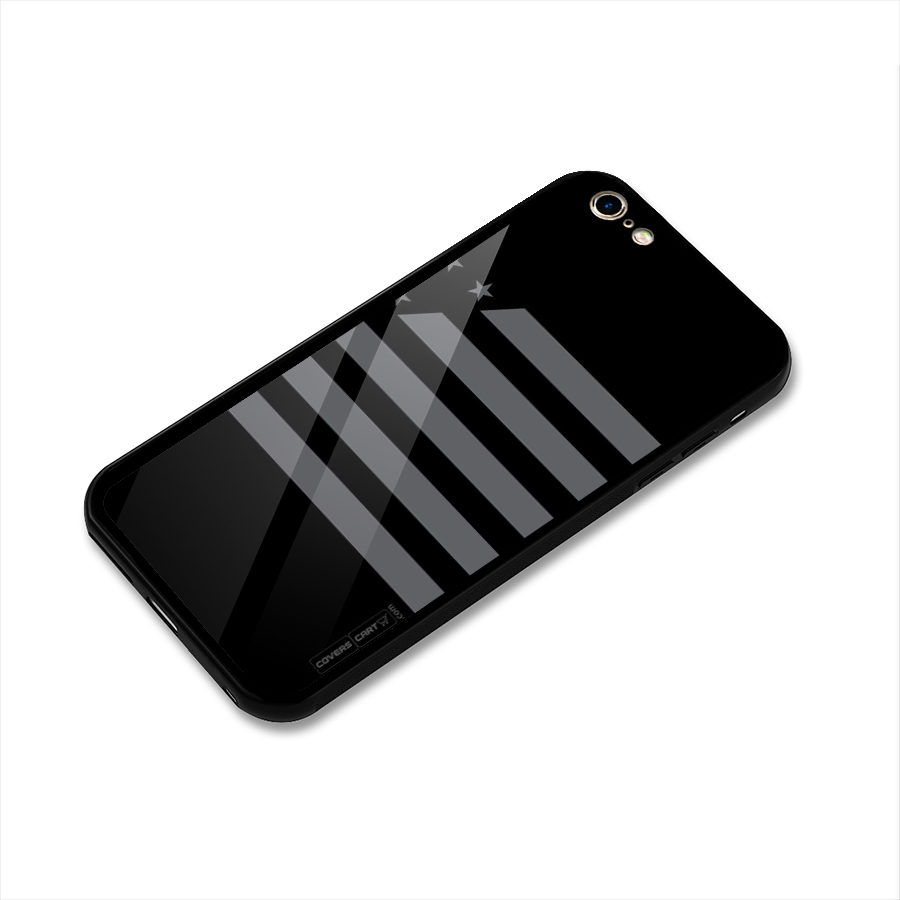 Grey Star Striped Pattern Glass Back Case for iPhone 6 Plus 6S Plus