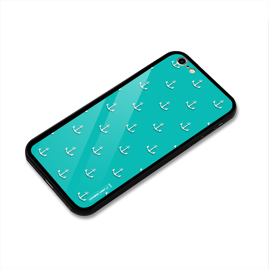 Light Blue Anchor Glass Back Case for iPhone 6 Plus 6S Plus