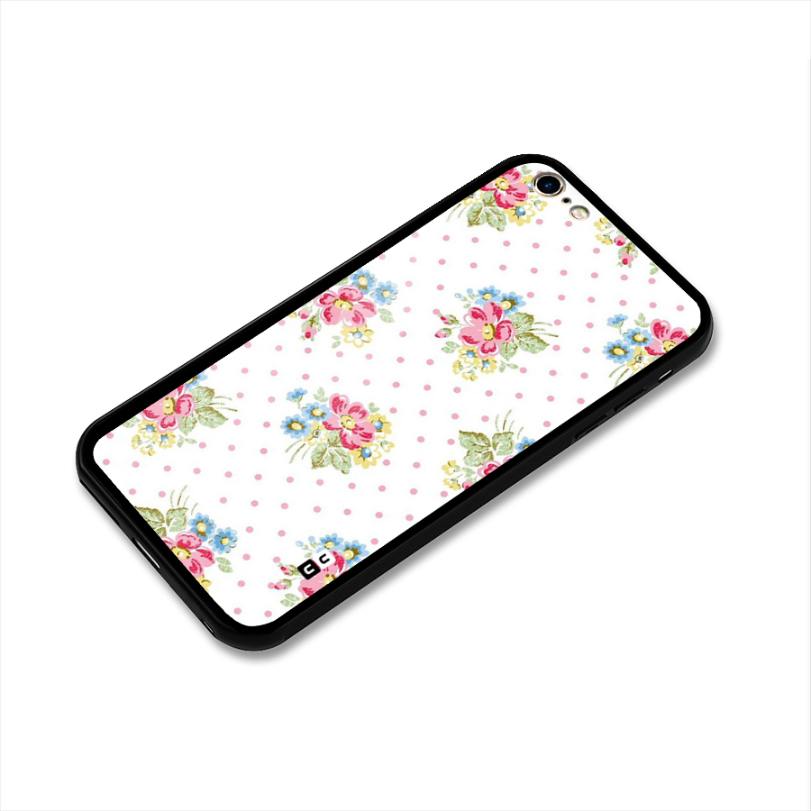 Painted Polka Floral Glass Back Case for iPhone 6 Plus 6S Plus