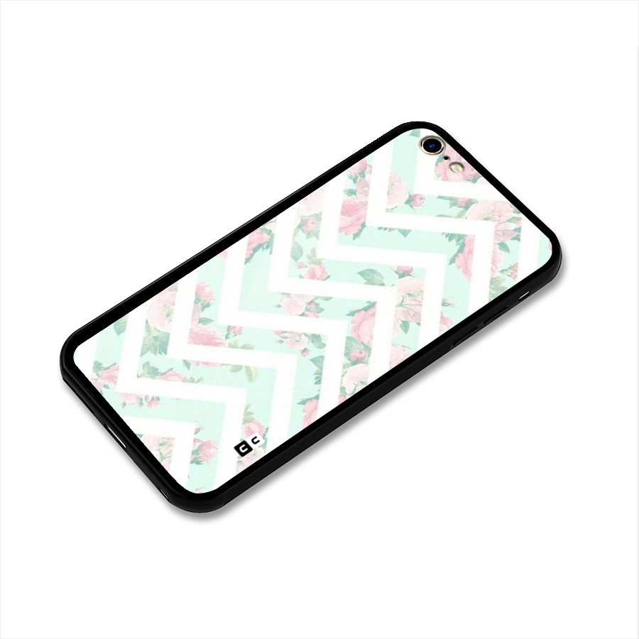 Pastel Floral Zig Zag Glass Back Case for iPhone 6 Plus 6S Plus