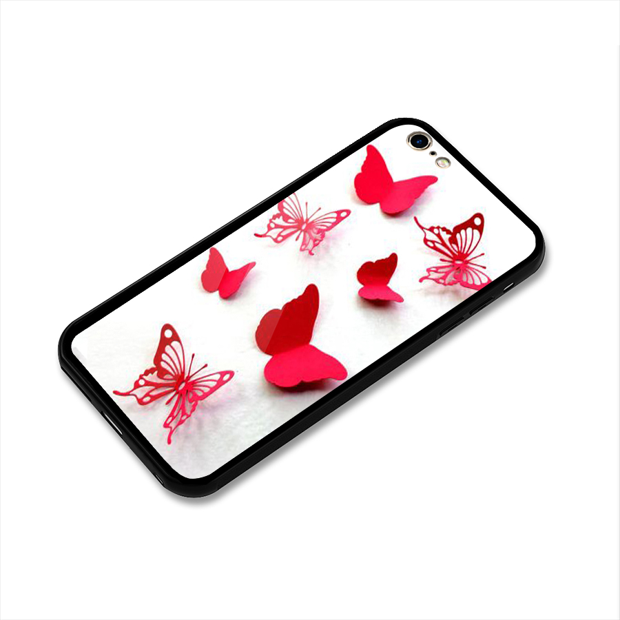 Red Butterflies Glass Back Case for iPhone 6 Plus 6S Plus