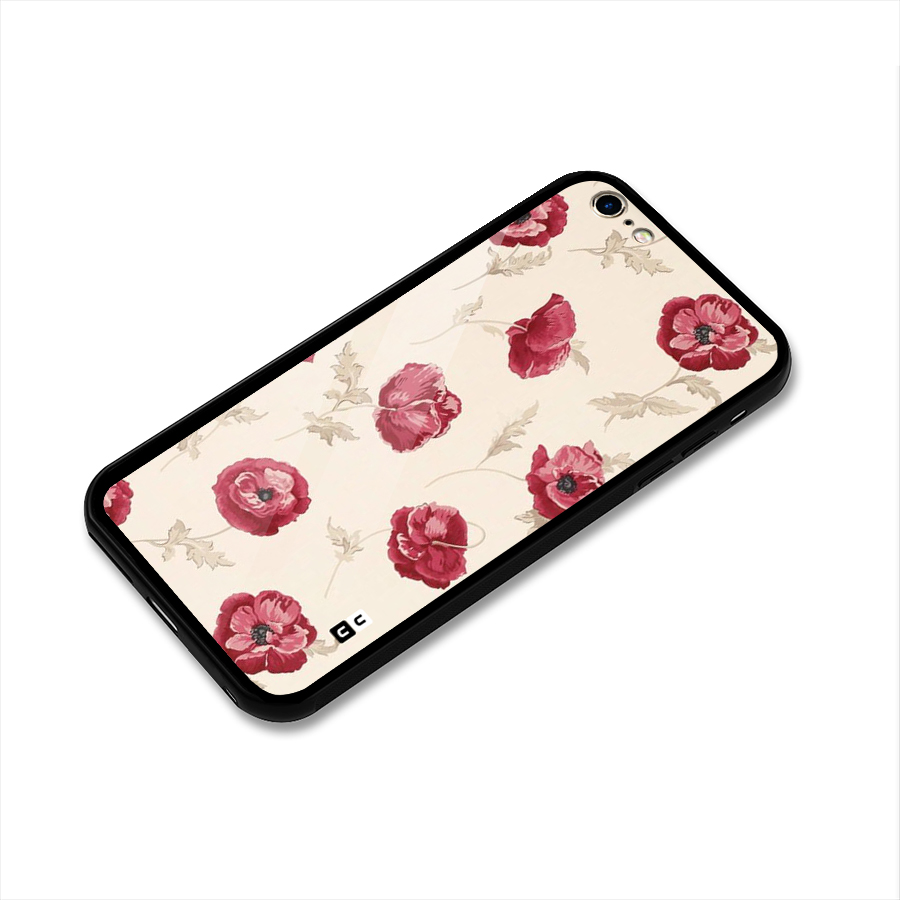 Red Rose Floral Art Glass Back Case for iPhone 6 Plus 6S Plus