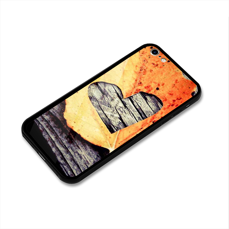 Wood Heart Leaf Glass Back Case for iPhone 6 Plus 6S Plus