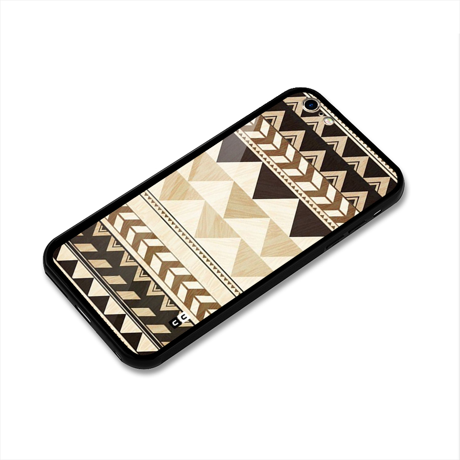 Wooden Printed Chevron Glass Back Case for iPhone 6 Plus 6S Plus
