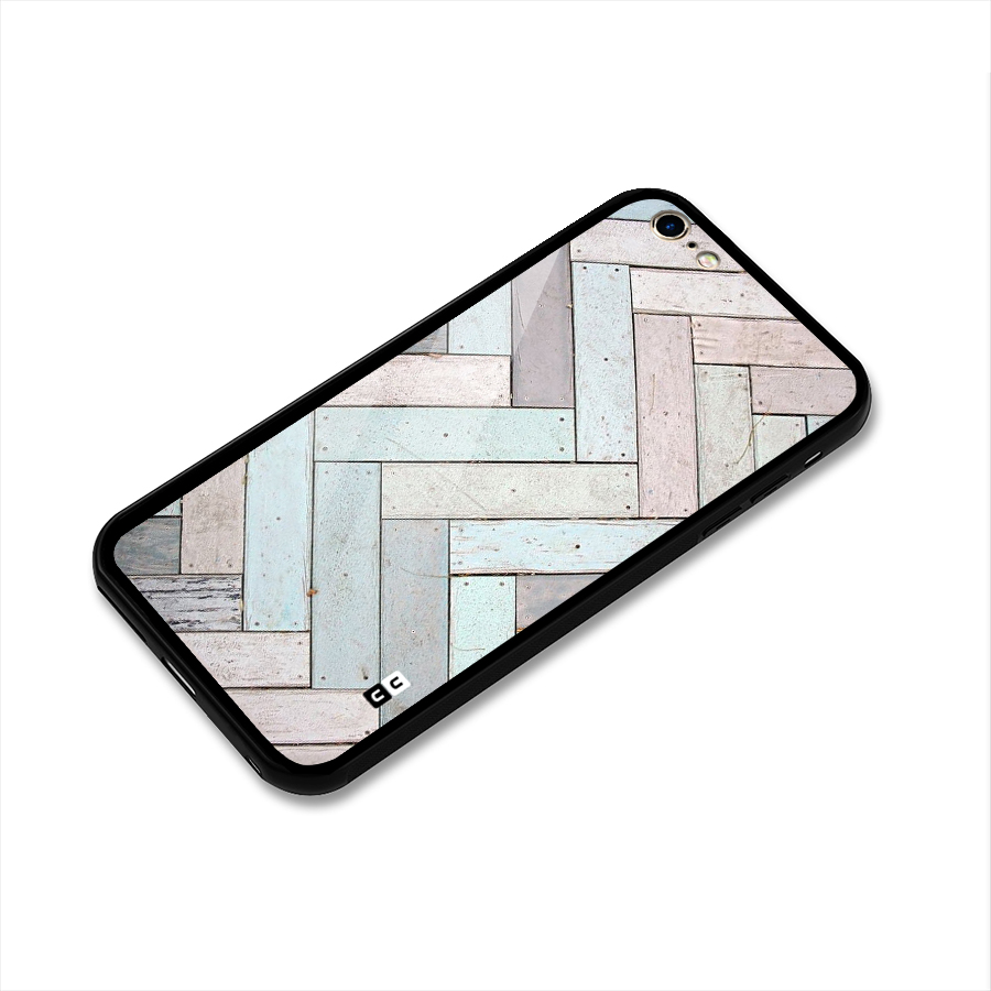 Wooden ZigZag Design Glass Back Case for iPhone 6 Plus 6S Plus