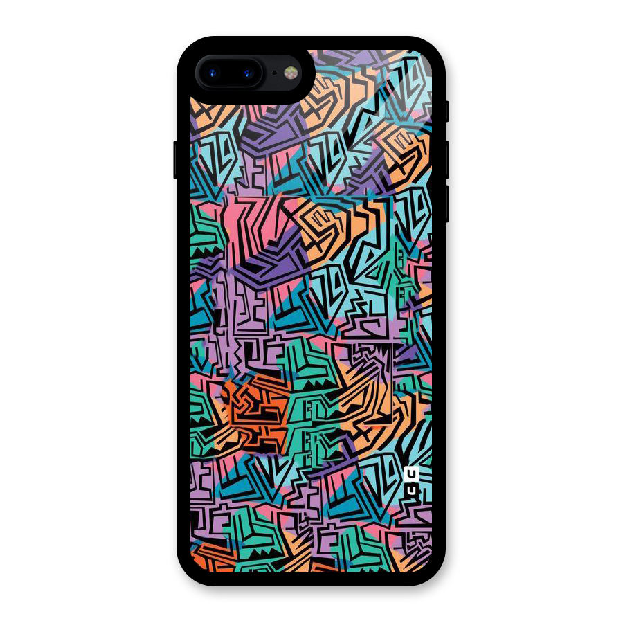 Abstract Lining Colors Glass Back Case for iPhone 7 Plus