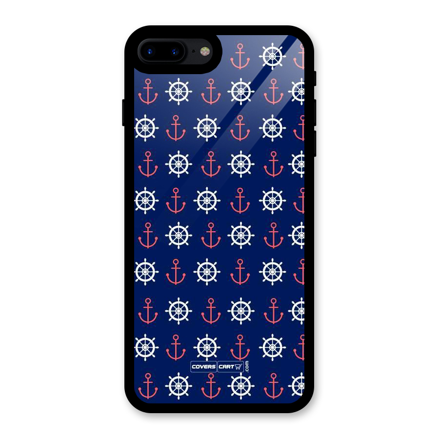 Anchor Pattern Blue Glass Back Case for iPhone 7 Plus