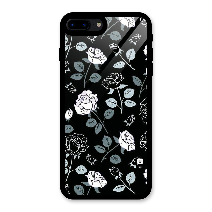 Black Artsy Bloom Glass Back Case for iPhone 7 Plus