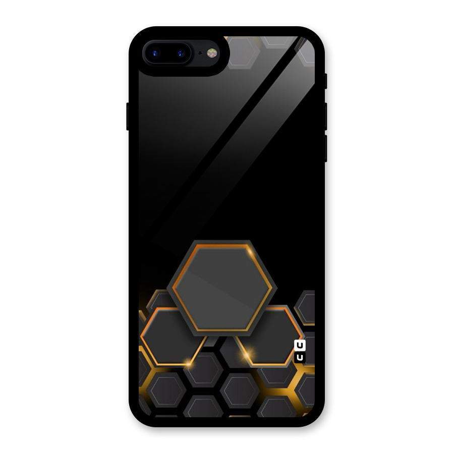 Black Gold Hexa Glass Back Case for iPhone 7 Plus