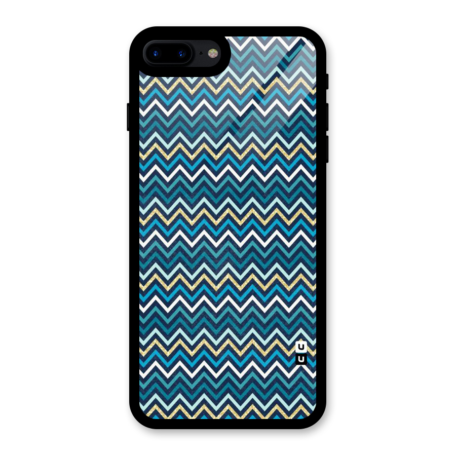 Blue Shades Chevron Pattern Glass Back Case for iPhone 7 Plus