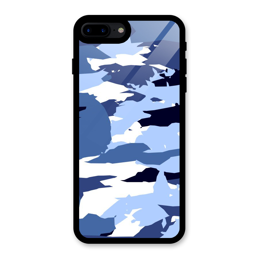 Blue White Canvas Glass Back Case for iPhone 7 Plus