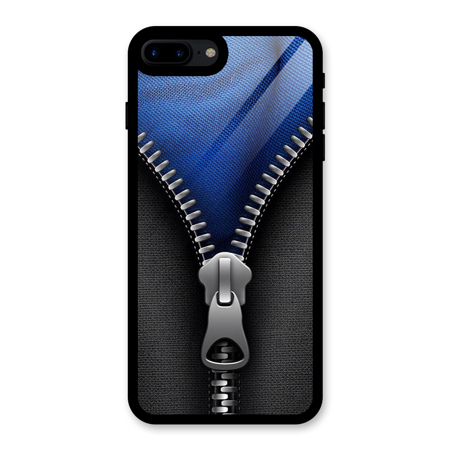 Blue Zipper Glass Back Case for iPhone 7 Plus