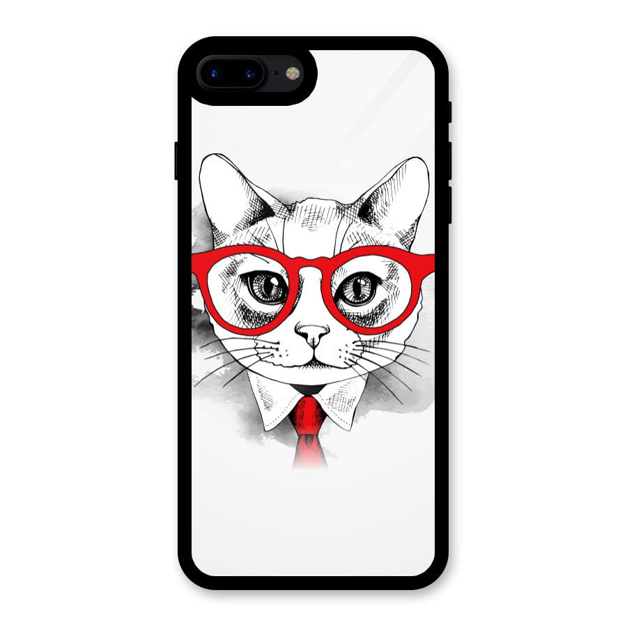 Business Cat Glass Back Case for iPhone 7 Plus