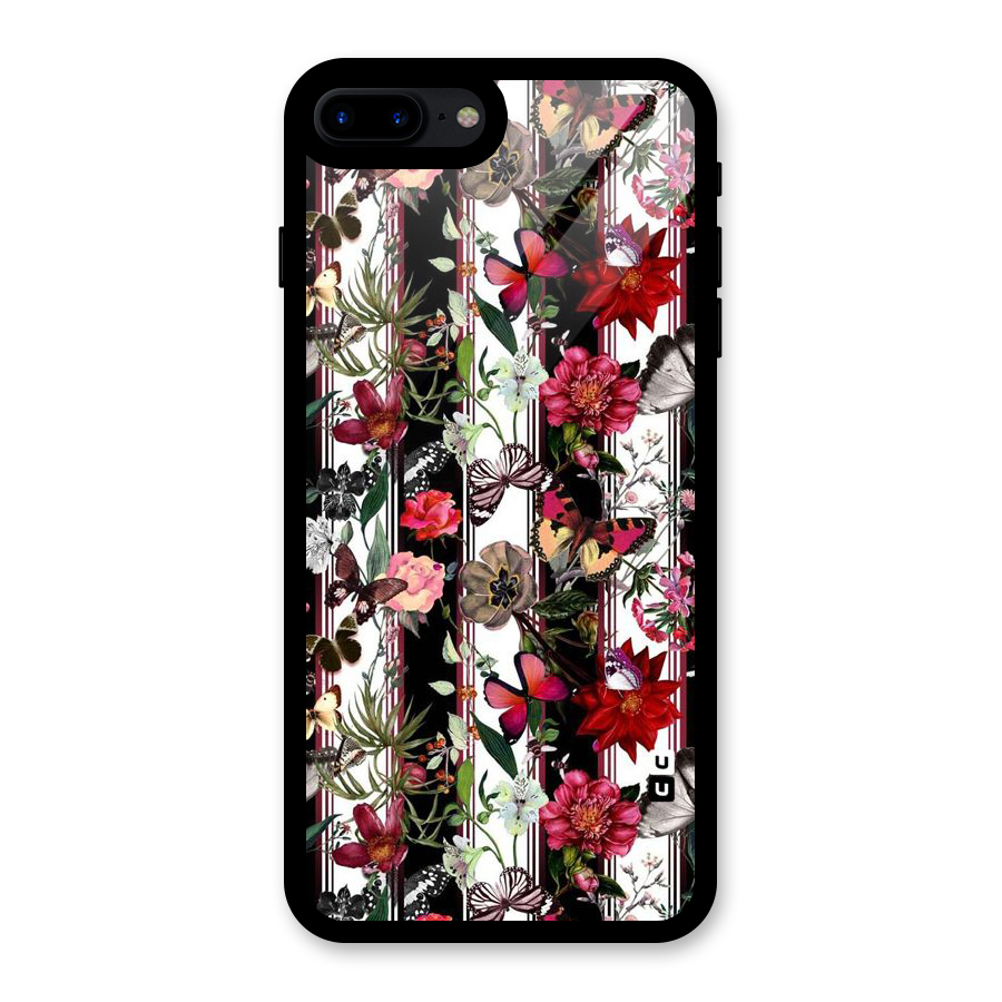 Butterfly Flowers Glass Back Case for iPhone 7 Plus