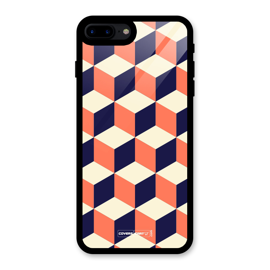 Cube Pattern Glass Back Case for iPhone 7 Plus