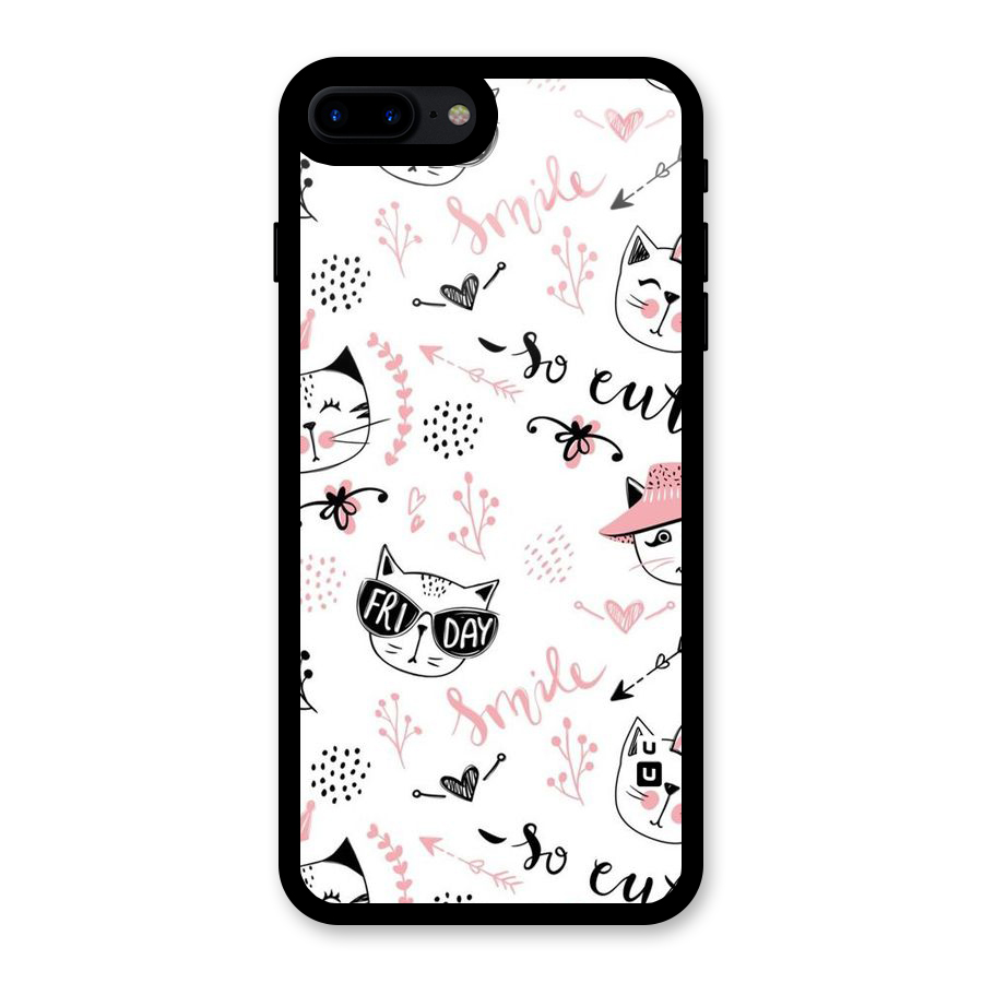 Cute Cat Swag Glass Back Case for iPhone 7 Plus