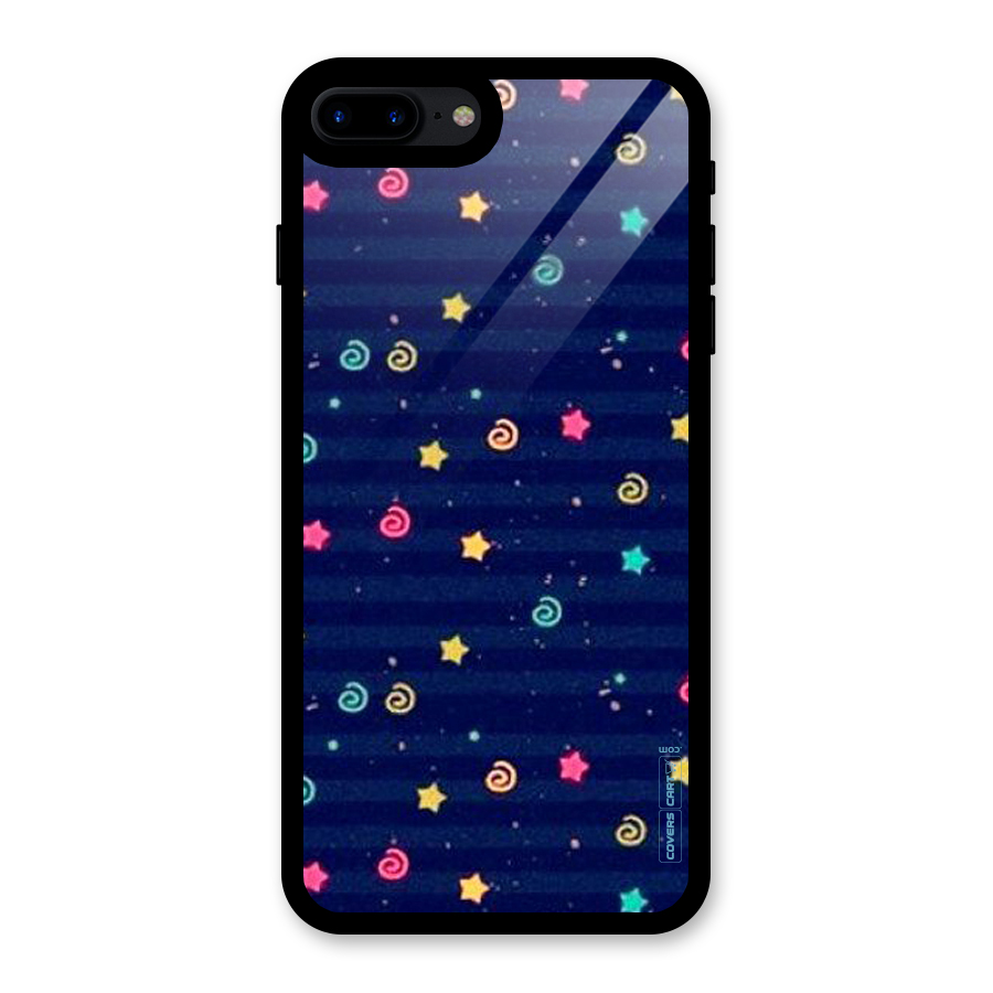 Cute Stars Design Glass Back Case for iPhone 7 Plus