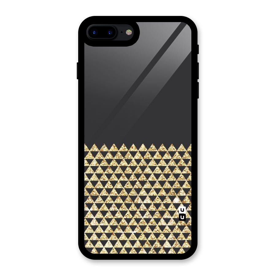 Dark Grey Golden Triangles Glass Back Case for iPhone 7 Plus