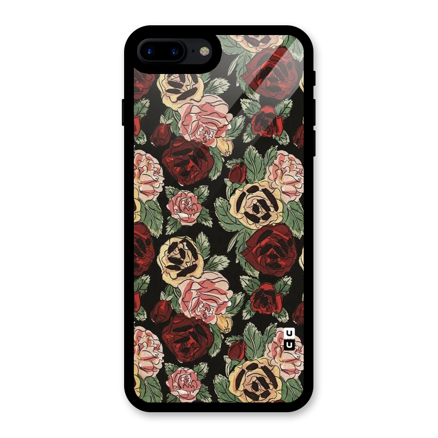 Dark Pastel Flowers Glass Back Case for iPhone 7 Plus