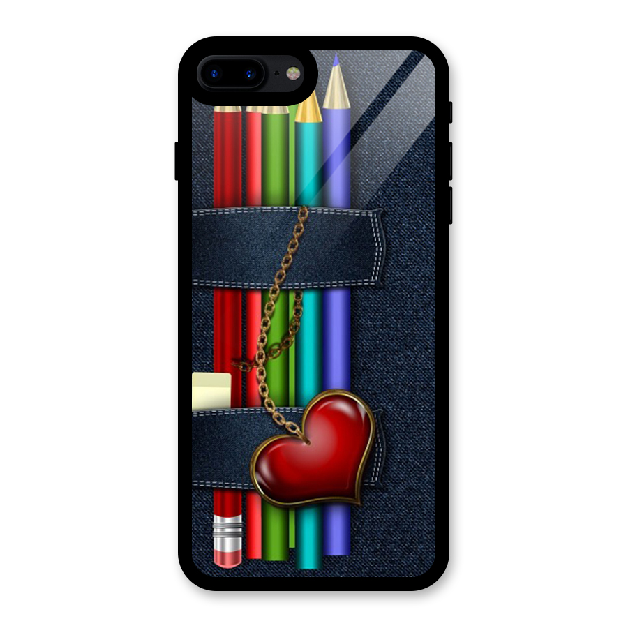 Denim Colorful Pencils Glass Back Case for iPhone 7 Plus