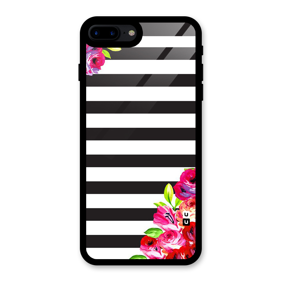 Floral Stripes Glass Back Case for iPhone 7 Plus