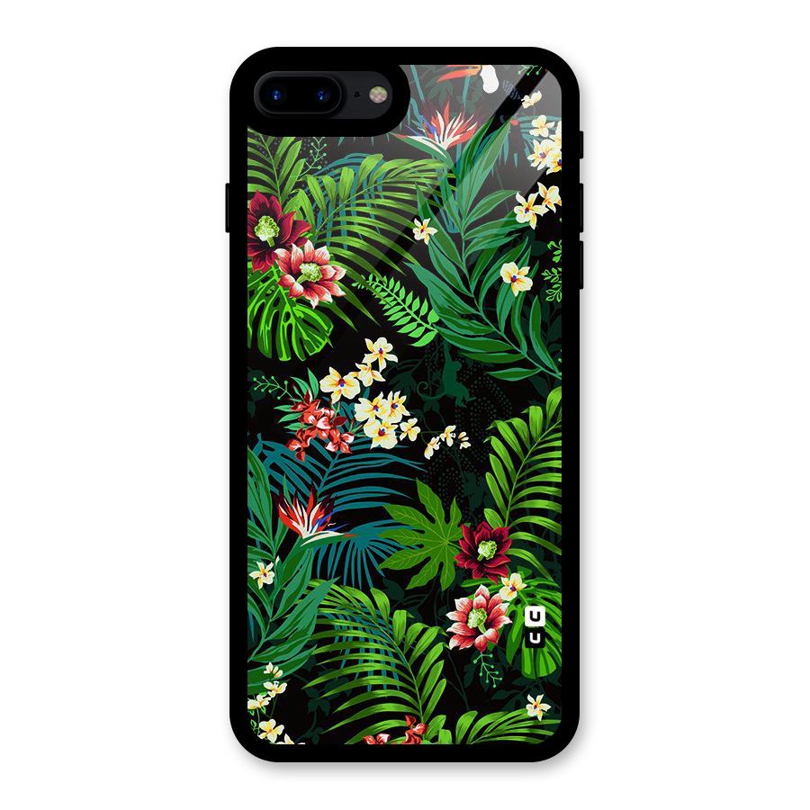 Green Leaf Design Glass Back Case for iPhone 7 Plus