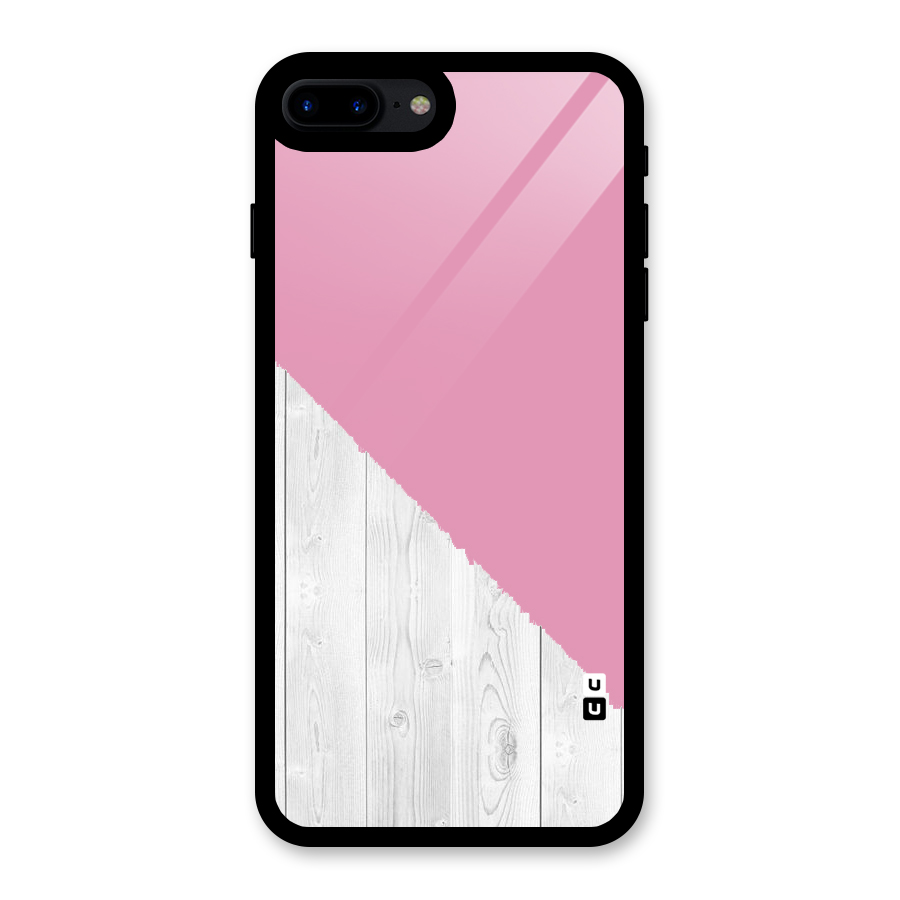 Grey Pink Wooden Design Glass Back Case for iPhone 7 Plus