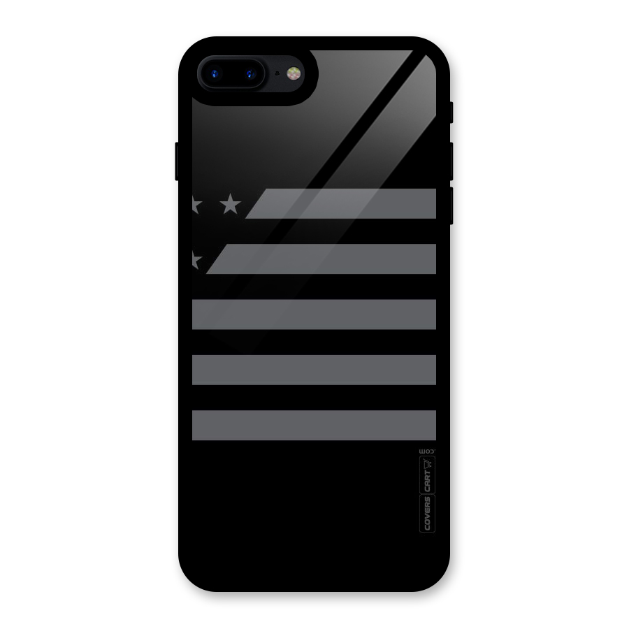 Grey Star Striped Pattern Glass Back Case for iPhone 7 Plus