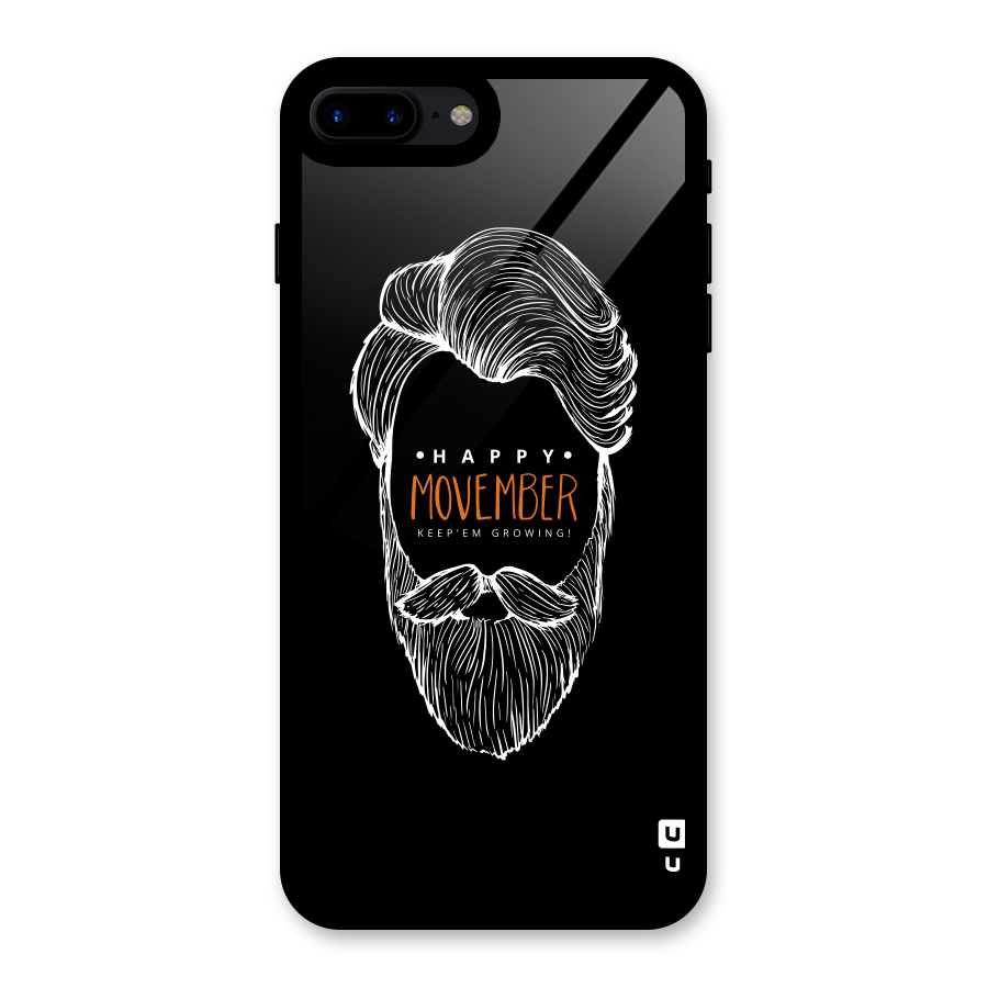 Happy Movember Black Glass Back Case for iPhone 7 Plus