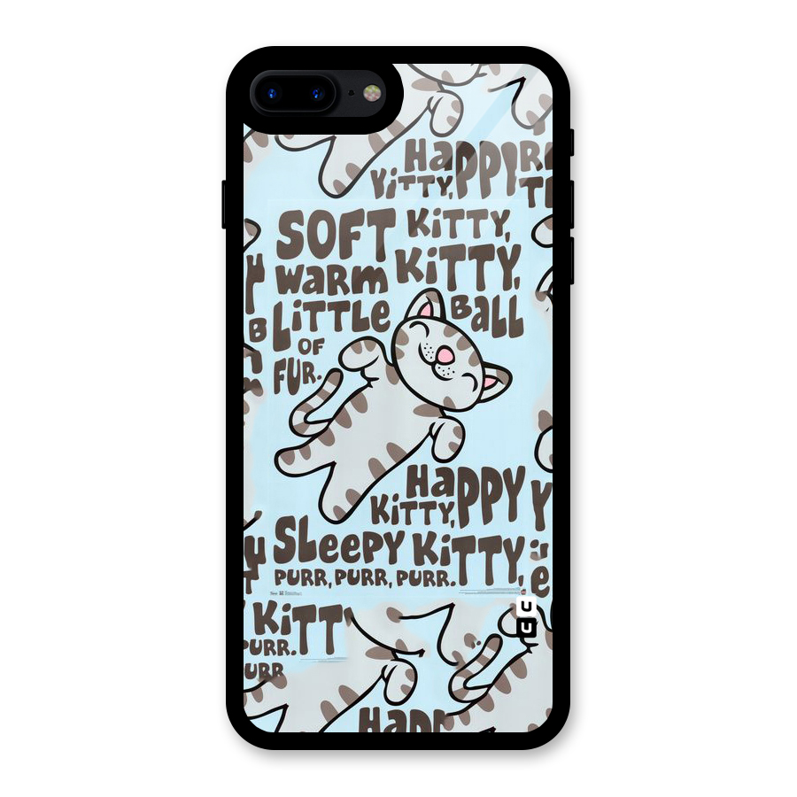 Kitty Pattern Glass Back Case for iPhone 7 Plus