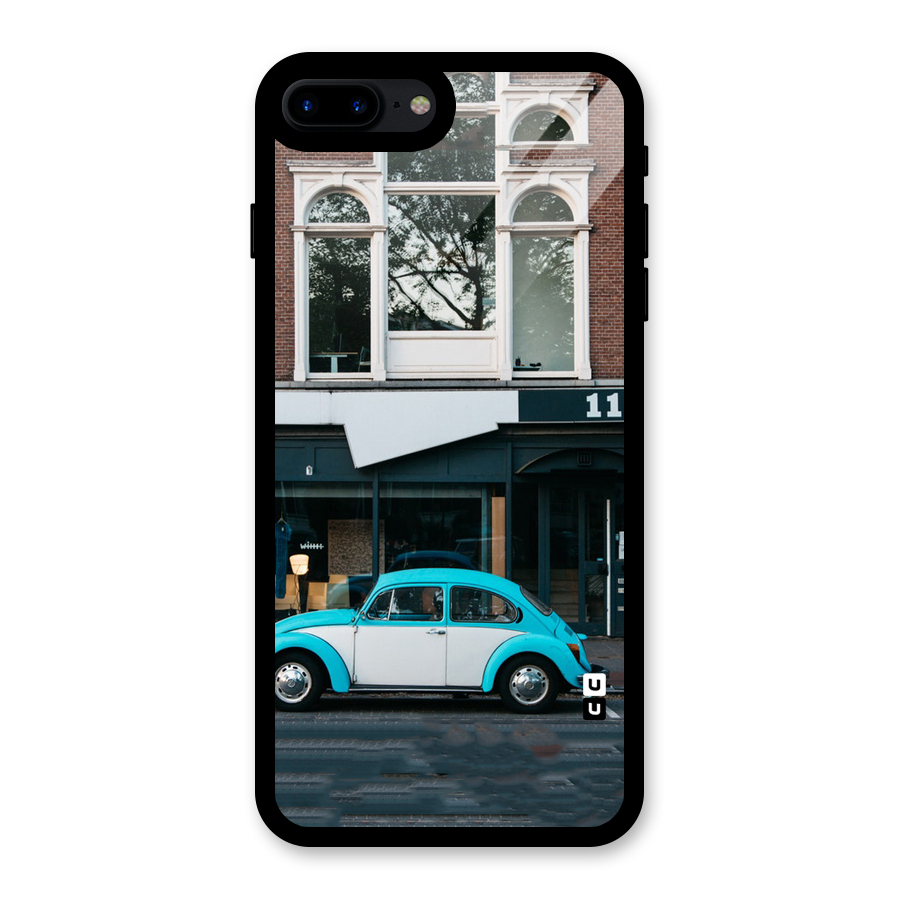 Mini Blue Car Glass Back Case for iPhone 7 Plus