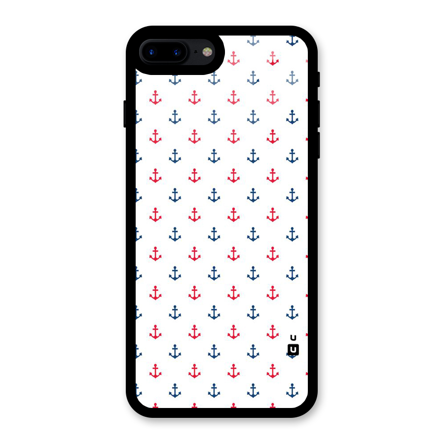Minimal Anchor Pattern Glass Back Case for iPhone 7 Plus