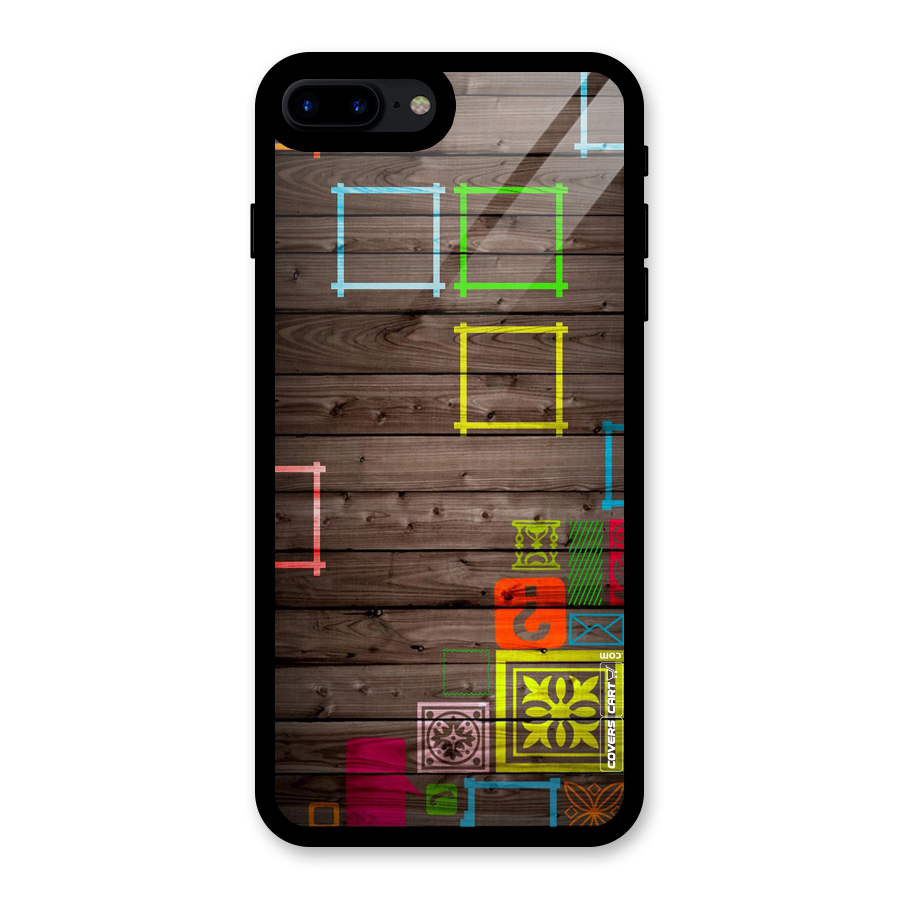Multicolor Frame Design Glass Back Case for iPhone 7 Plus