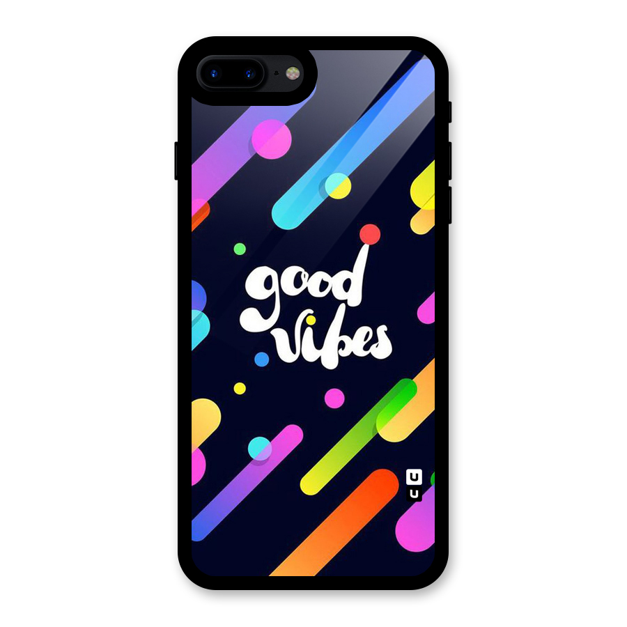 Multicolor Good Vibing Glass Back Case for iPhone 7 Plus
