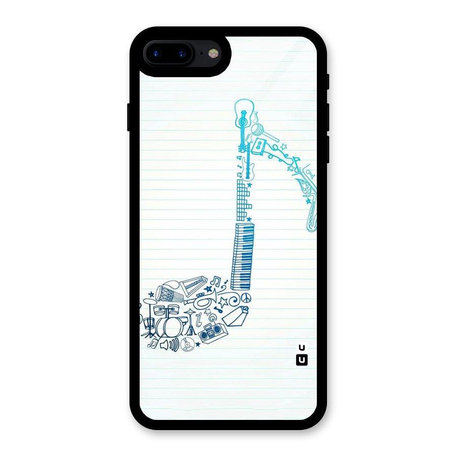 Music Note Design Glass Back Case for iPhone 7 Plus