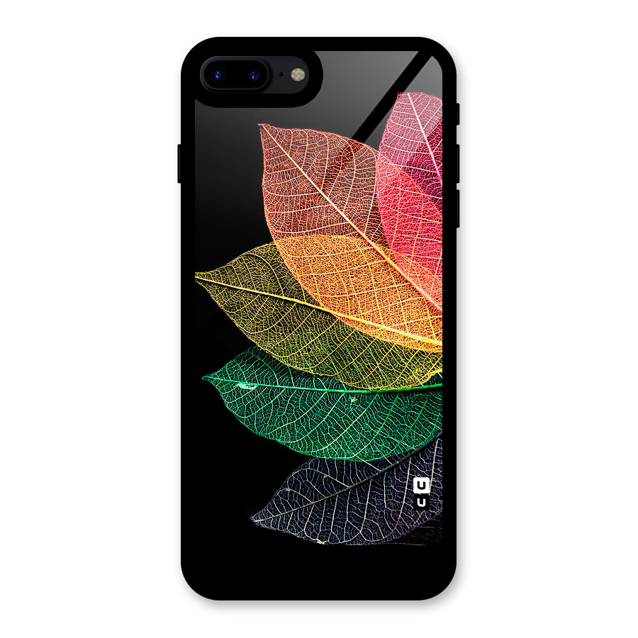 Net Leaf Color Design Glass Back Case for iPhone 7 Plus