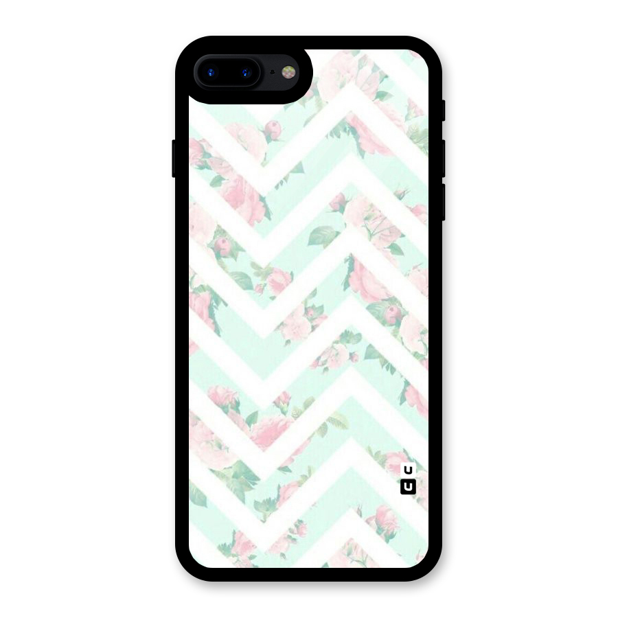 Pastel Floral Zig Zag Glass Back Case for iPhone 7 Plus