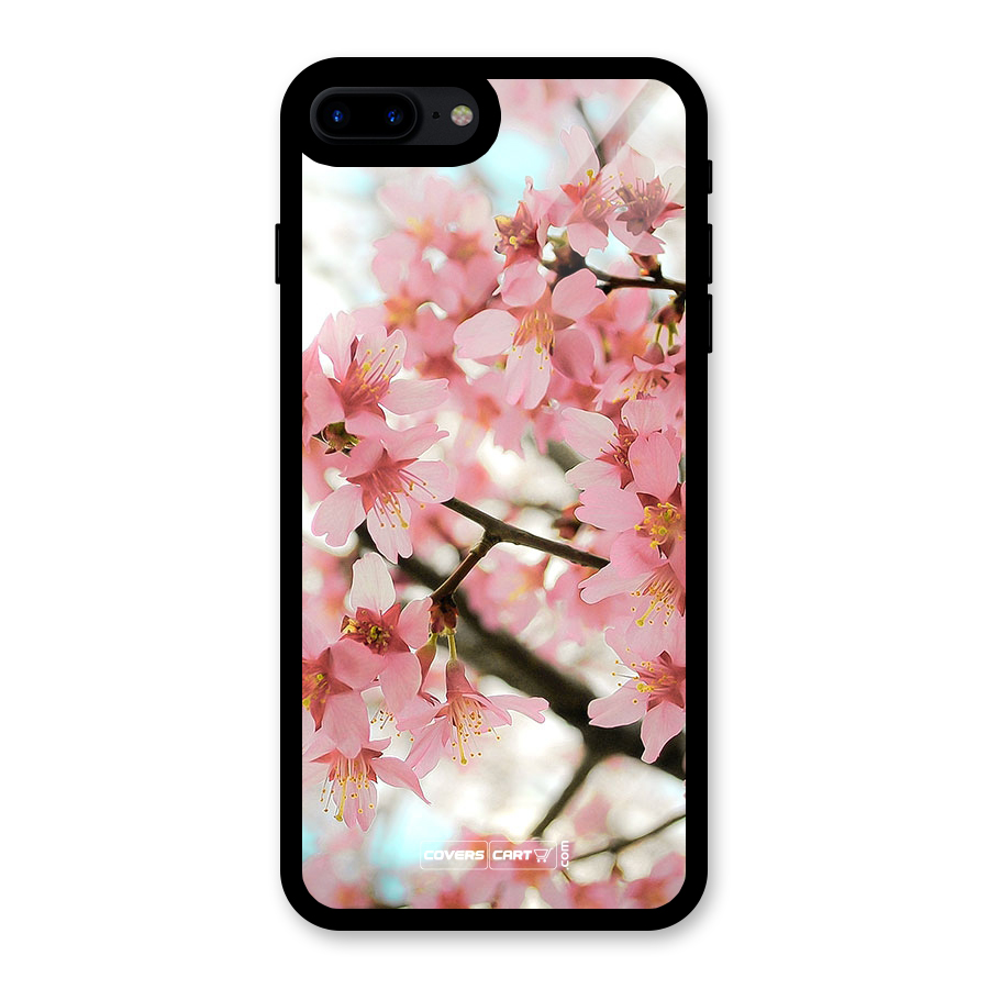 Peach Floral Glass Back Case for iPhone 7 Plus
