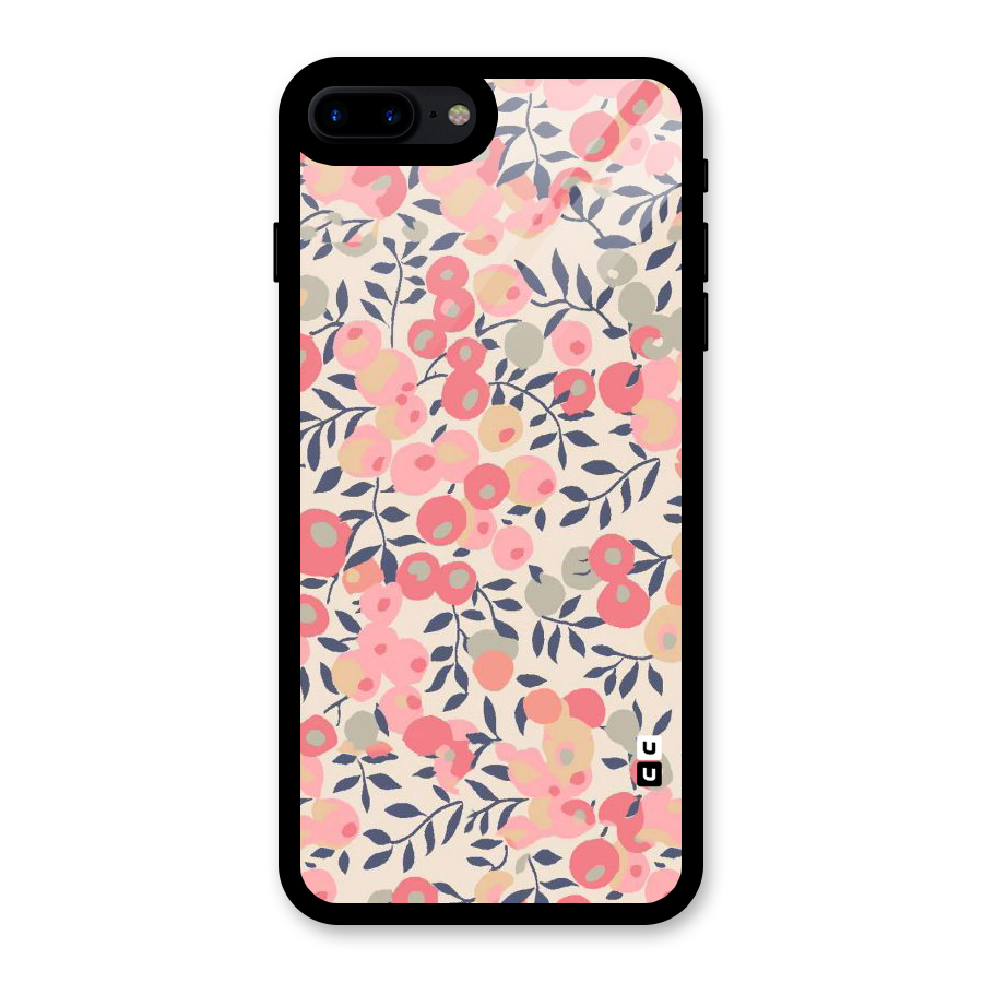Pink Leaf Pattern Glass Back Case for iPhone 7 Plus
