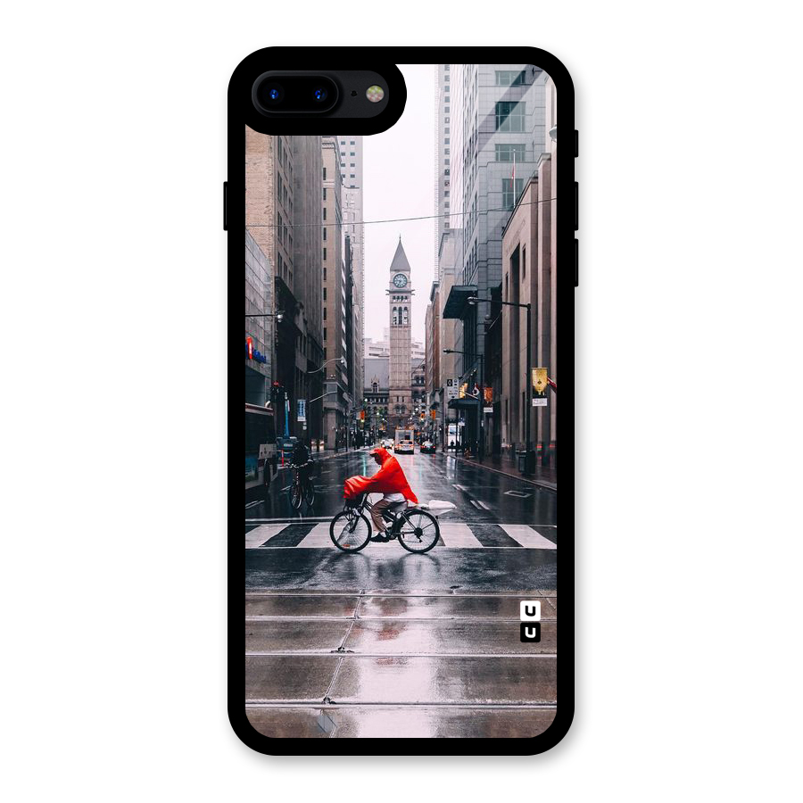 Red Bicycle Street Glass Back Case for iPhone 7 Plus