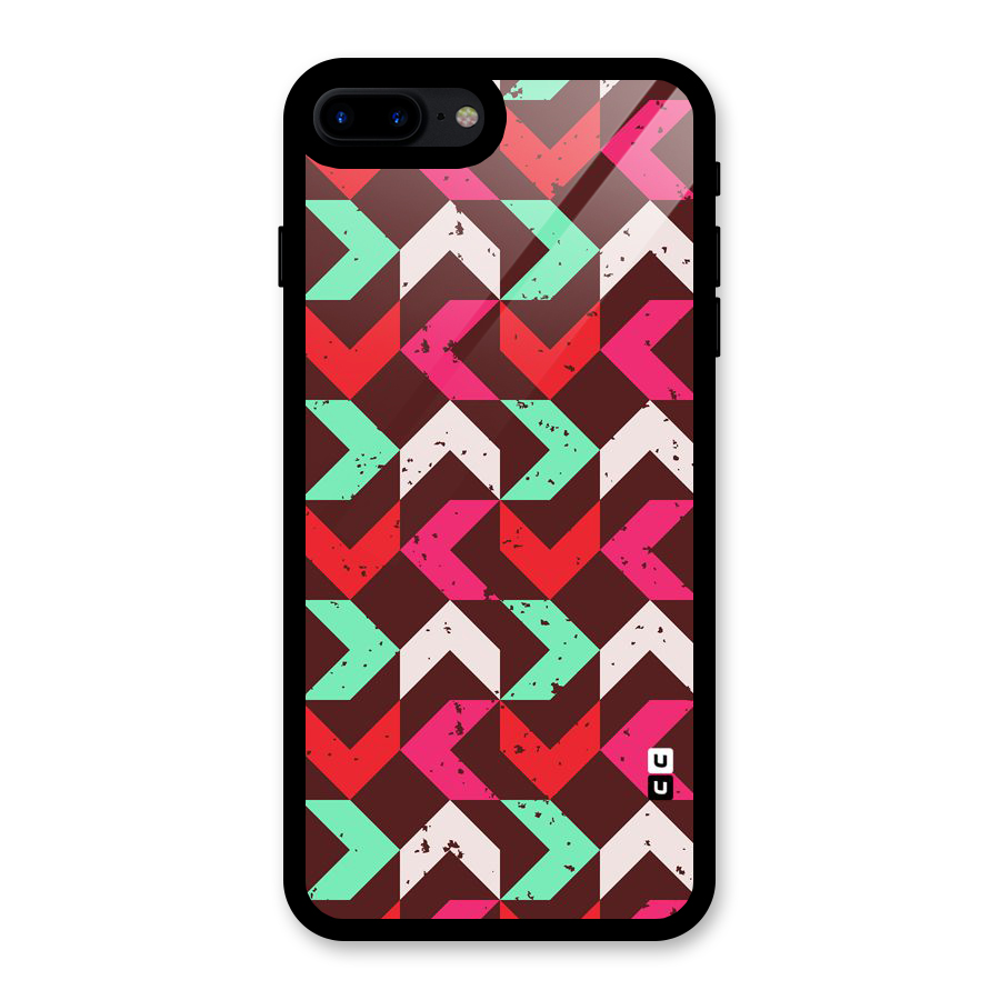 Retro Red Pink Pattern Glass Back Case for iPhone 7 Plus
