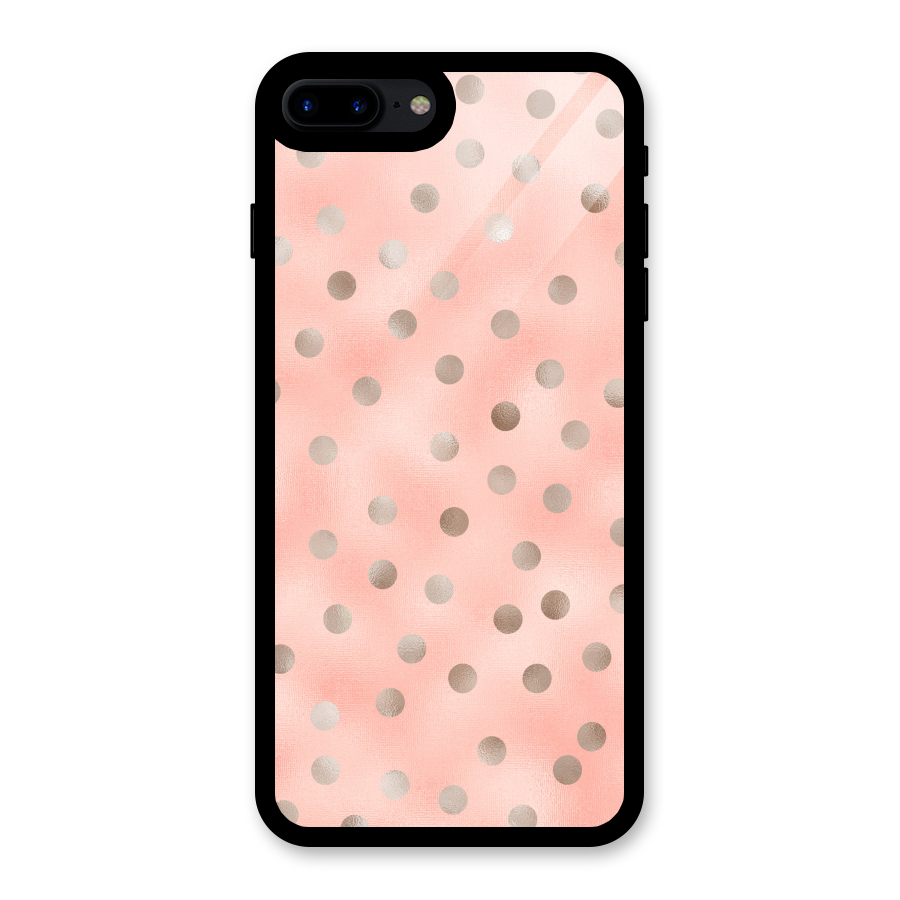 RoseGold Polka Dots Glass Back Case for iPhone 7 Plus