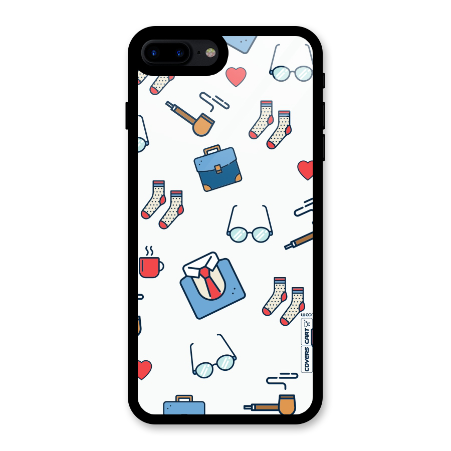 Shirt Spectacles Pattern Glass Back Case for iPhone 7 Plus