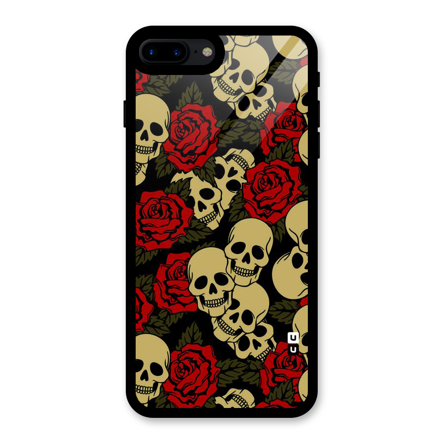 Skulled Roses Glass Back Case for iPhone 7 Plus
