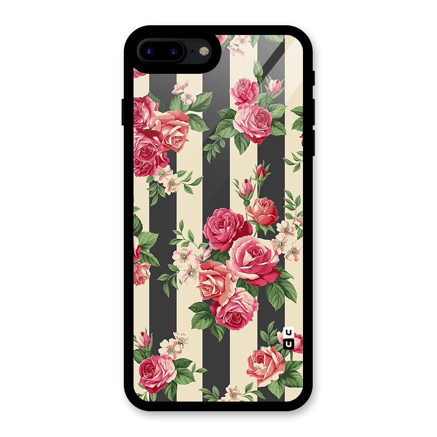 Stripes And Floral Glass Back Case for iPhone 7 Plus