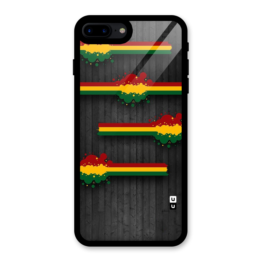 Tricolor Splash Design Glass Back Case for iPhone 7 Plus