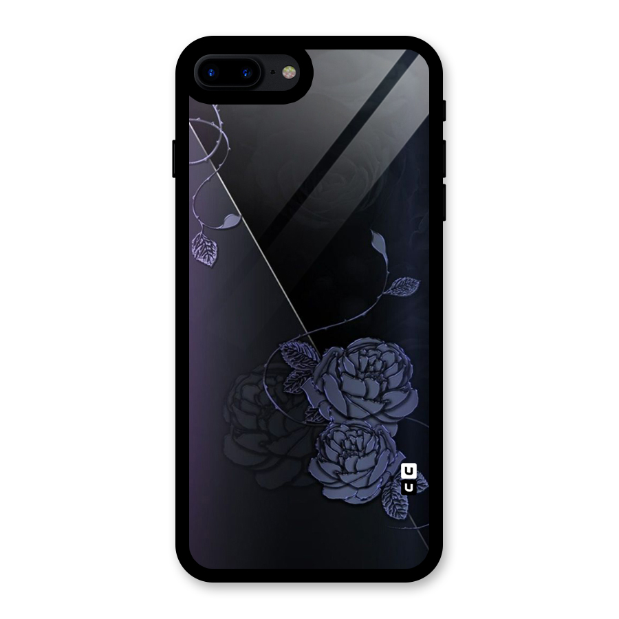 Voilet Floral Design Glass Back Case for iPhone 7 Plus