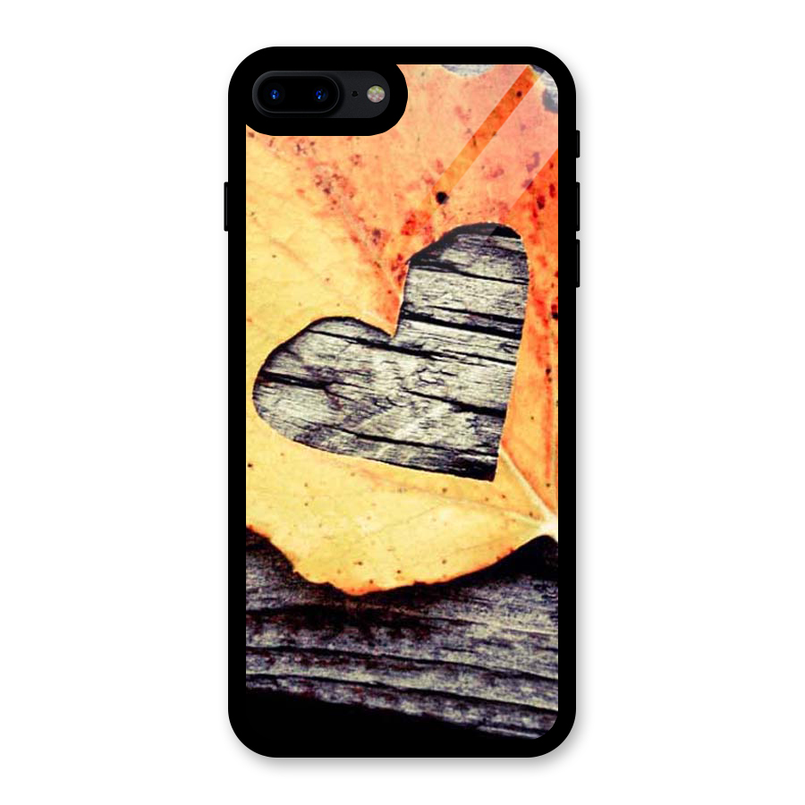 Wood Heart Leaf Glass Back Case for iPhone 7 Plus